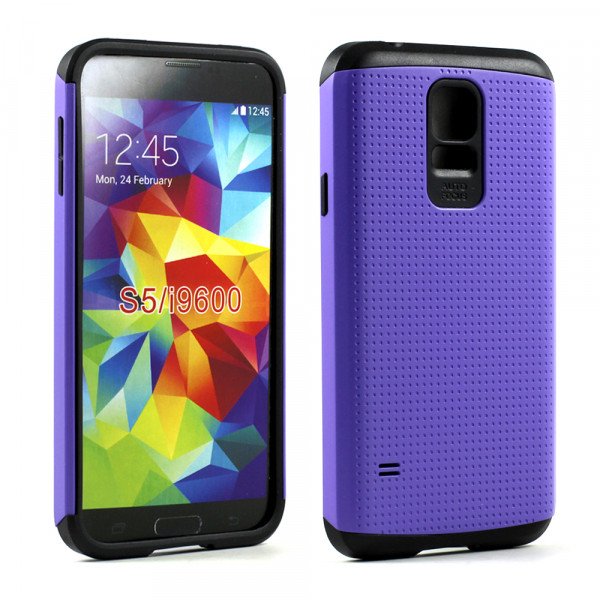 Wholesale Samsung Galaxy S5 i9600 Slim Armor Hybrid Case (Purple)